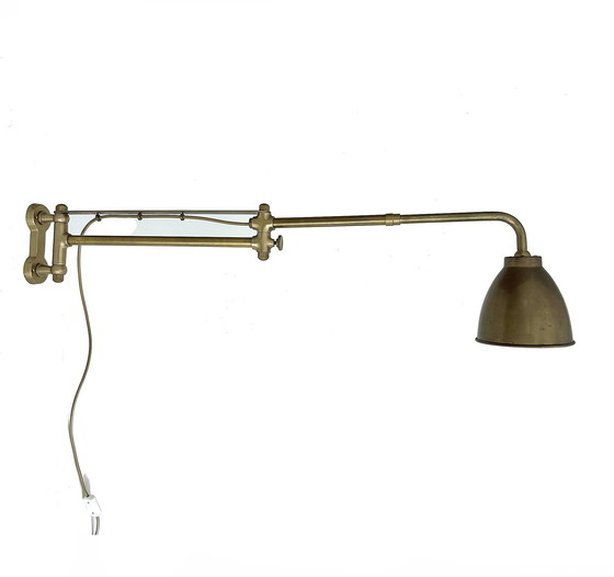 Image 1 of Grote Vintage Messing Wandlamp