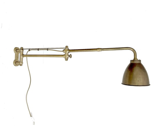 Image 1 of Grote Vintage Messing Wandlamp