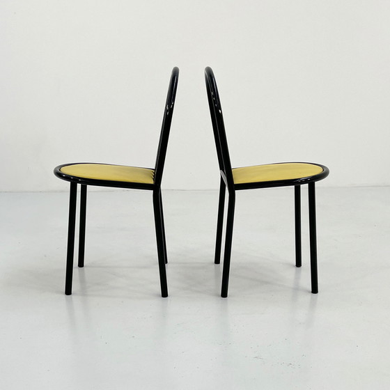 Image 1 of 4 No.222 stoelen met gele zitting van Robert Mallet-Stevens voor Pallucco, 1980S