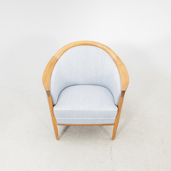 Image 1 of Broderna Anderson Hemelsblauwe bank en fauteuil van Bertil Fridhagen