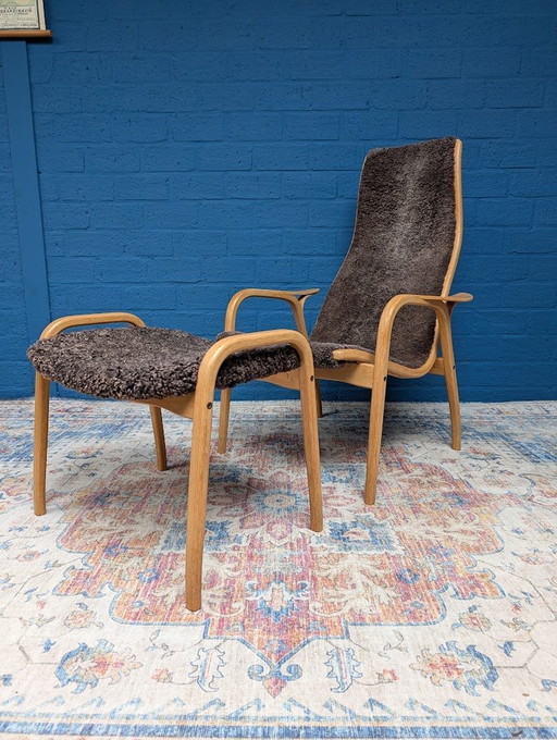 Vintage Lamino Fauteuil Met Voetenbank, Zweeds Design, Yngve Ekström