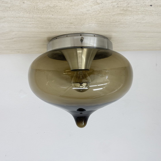 Image 1 of Mid Century Dijkstra glazen plafondlamp Space Age, 1970'S