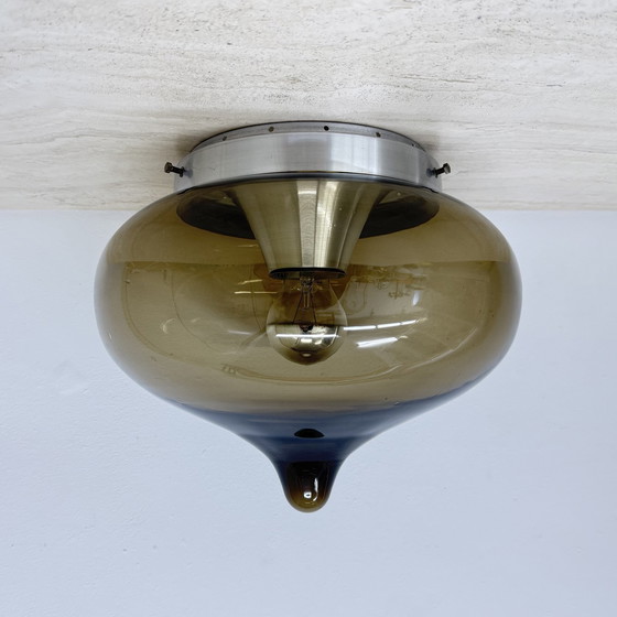 Image 1 of Mid Century Dijkstra glazen plafondlamp Space Age, 1970'S