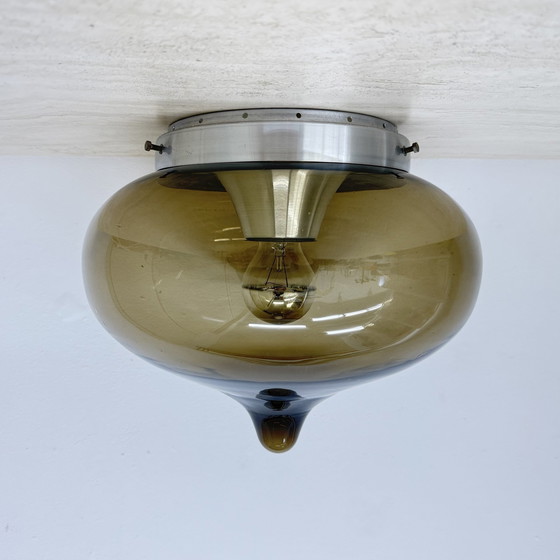 Image 1 of Mid Century Dijkstra glazen plafondlamp Space Age, 1970'S
