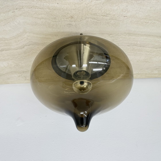 Image 1 of Mid Century Dijkstra glazen plafondlamp Space Age, 1970'S