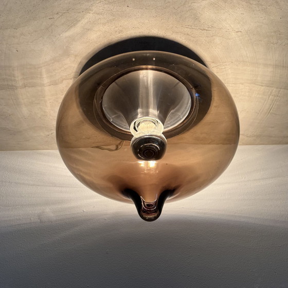 Image 1 of Mid Century Dijkstra glazen plafondlamp Space Age, 1970'S