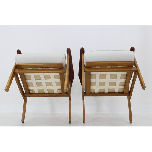 Paar vintage fauteuils in beukenhout en teak, Denemarken 1960
