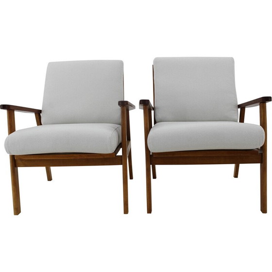 Image 1 of Paar vintage fauteuils in beukenhout en teak, Denemarken 1960