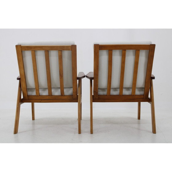 Image 1 of Paar vintage fauteuils in beukenhout en teak, Denemarken 1960