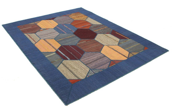 Image 1 of Origineel handgeknoopt Perzisch tapijt Kelim Patchwork Design 228 X 160 Cm Topconditie