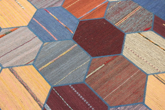 Image 1 of Origineel handgeknoopt Perzisch tapijt Kelim Patchwork Design 228 X 160 Cm Topconditie