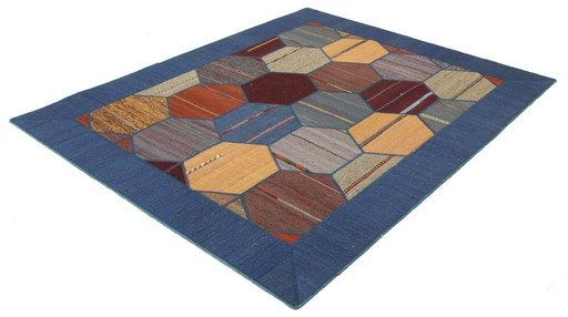 Origineel handgeknoopt Perzisch tapijt Kelim Patchwork Design 228 X 160 Cm Topconditie