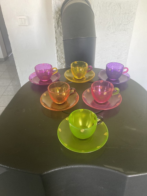 Set van 6 espressokopjes en schotels