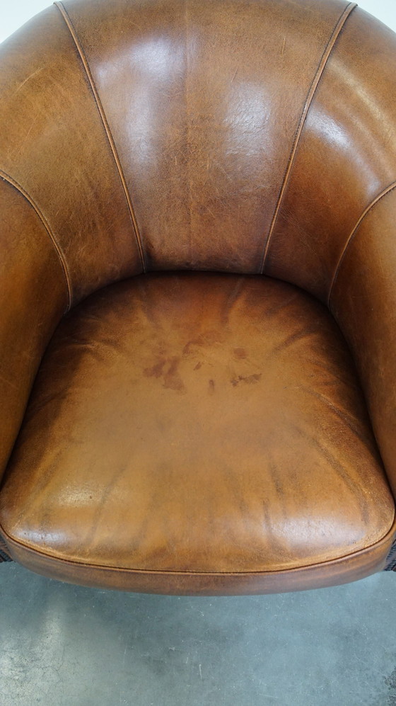 Image 1 of 2 X Clubfauteuil Gemaakt Van Schapenleer