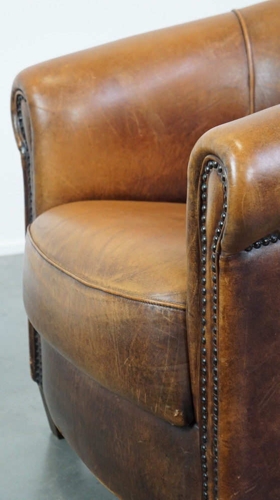 Image 1 of 2 X Clubfauteuil Gemaakt Van Schapenleer