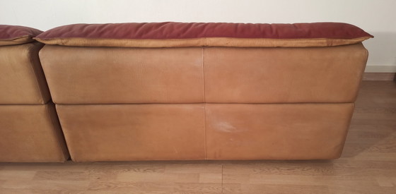 Image 1 of Bogo leer en suède sofa van Carlo Bartoli voor Rossi Di Albizzate, 1970, set van 2