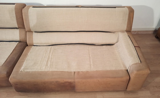 Image 1 of Bogo leer en suède sofa van Carlo Bartoli voor Rossi Di Albizzate, 1970, set van 2