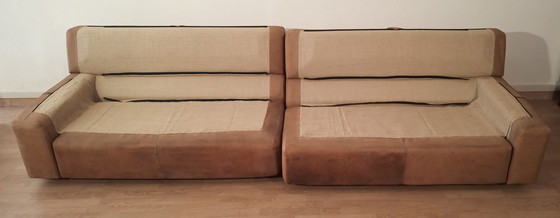 Image 1 of Bogo leer en suède sofa van Carlo Bartoli voor Rossi Di Albizzate, 1970, set van 2