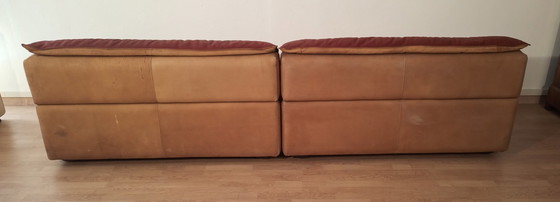 Image 1 of Bogo leer en suède sofa van Carlo Bartoli voor Rossi Di Albizzate, 1970, set van 2