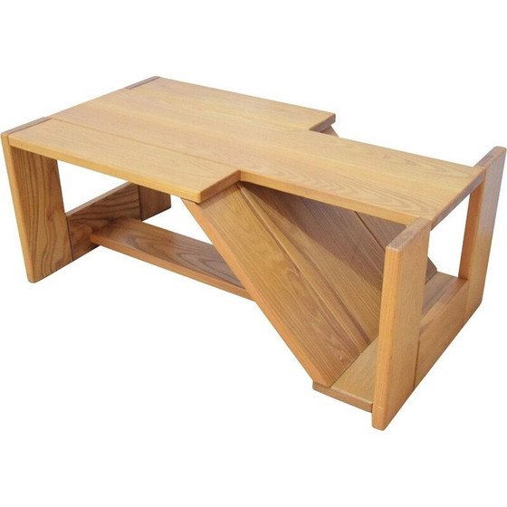 Image 1 of Vintage asymmetrische iepen salontafel, 1970