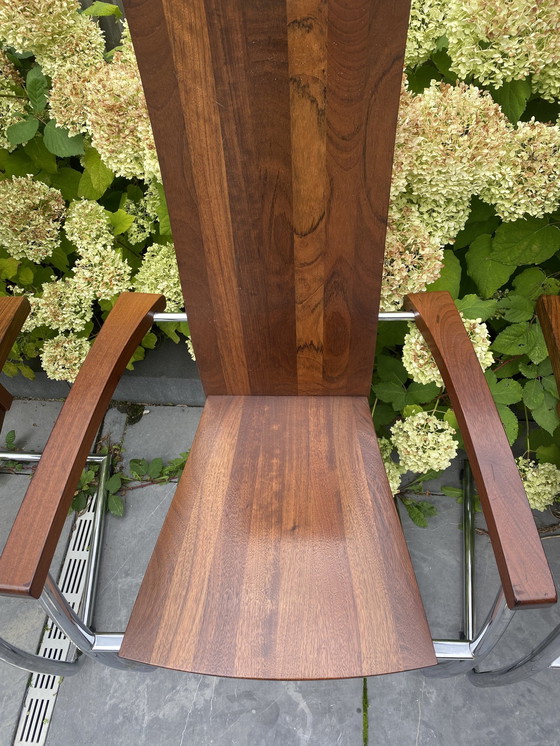 Image 1 of 4x Vintage Houten Zweefstoelen sledestoelen