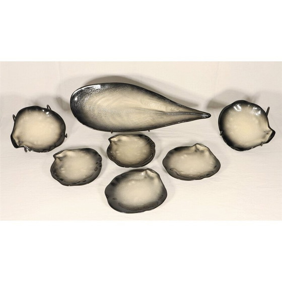 Image 1 of Vintage aardewerk servies in de vorm van een schelp door Pol Chambost, Frankrijk 1950
