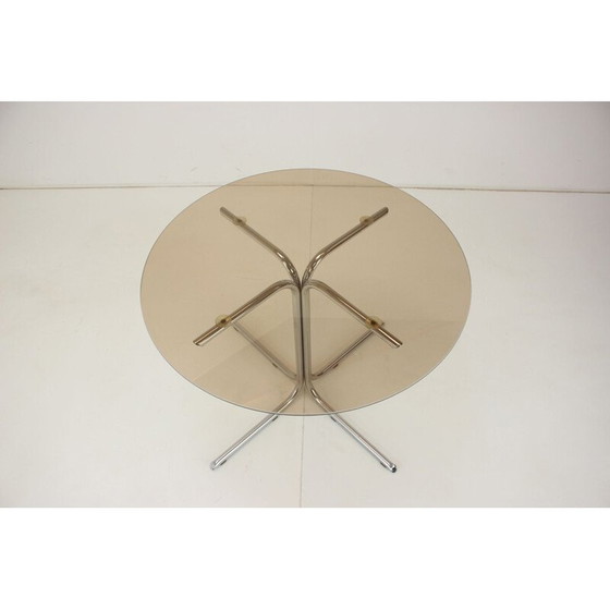 Image 1 of Vintage eetkamertafel van glas en stof, Tsjechoslowakije 1970