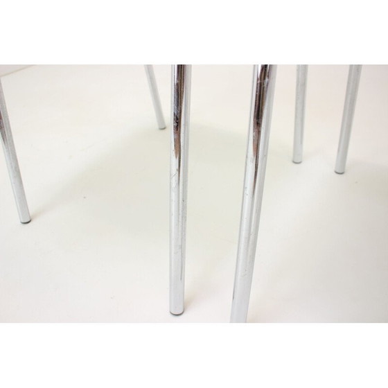 Image 1 of Vintage eetkamertafel van glas en stof, Tsjechoslowakije 1970