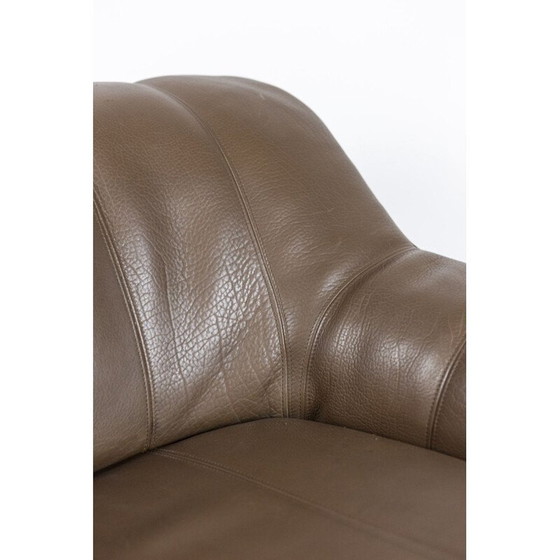 Image 1 of Vintage leren fauteuil en voetenbank, 1970