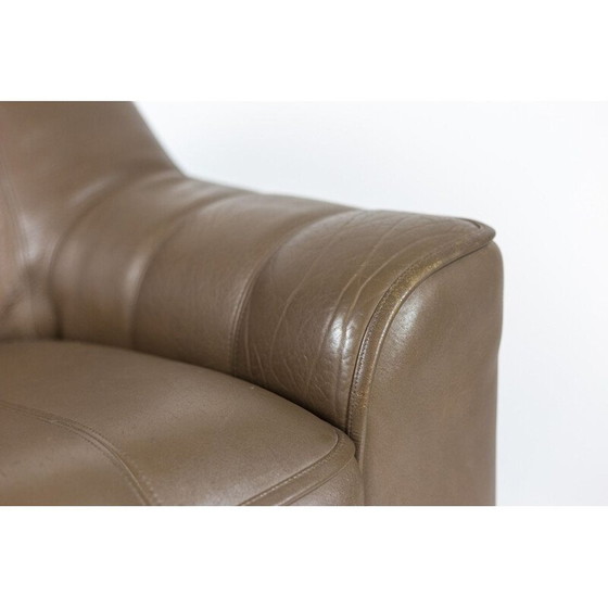 Image 1 of Vintage leren fauteuil en voetenbank, 1970