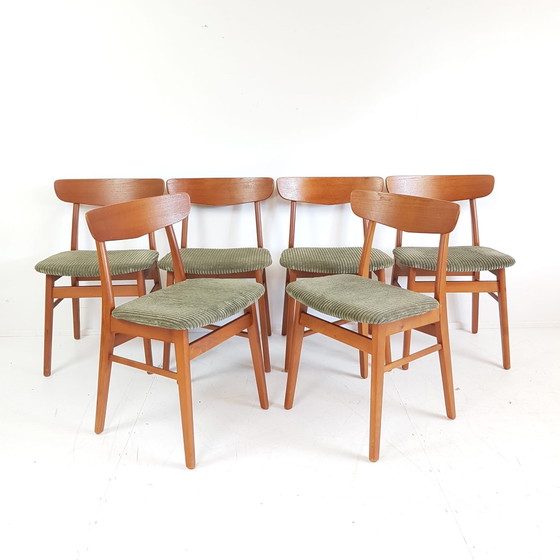 Image 1 of 6 Vintage Deense Farstrup Stoelen Nieuw Gestoffeerd 