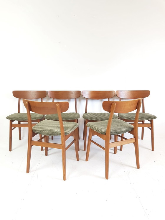 Image 1 of 6 Vintage Deense Farstrup Stoelen Nieuw Gestoffeerd 