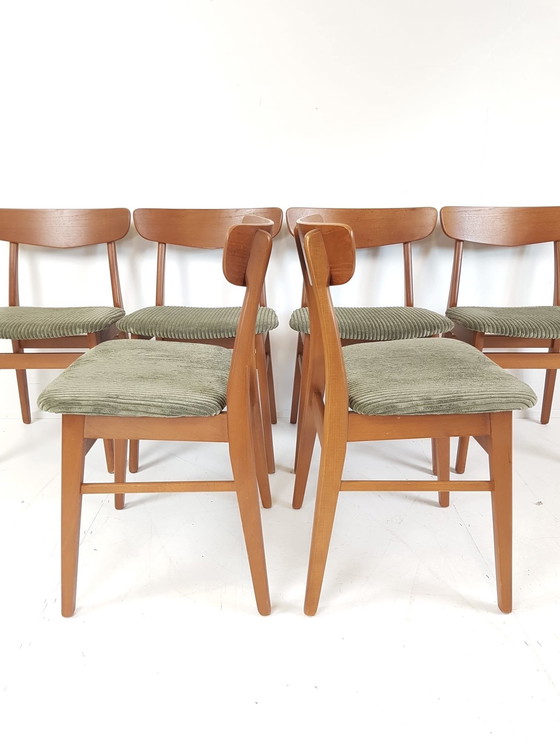 Image 1 of 6 Vintage Deense Farstrup Stoelen Nieuw Gestoffeerd 