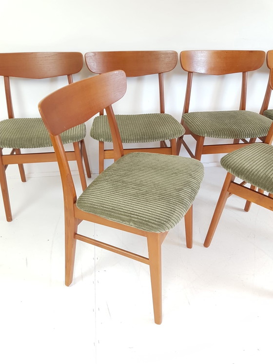 Image 1 of 6 Vintage Deense Farstrup Stoelen Nieuw Gestoffeerd 