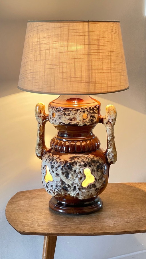 Fat Lava Keramiek Dubbele Lamp 70's Frankrijk