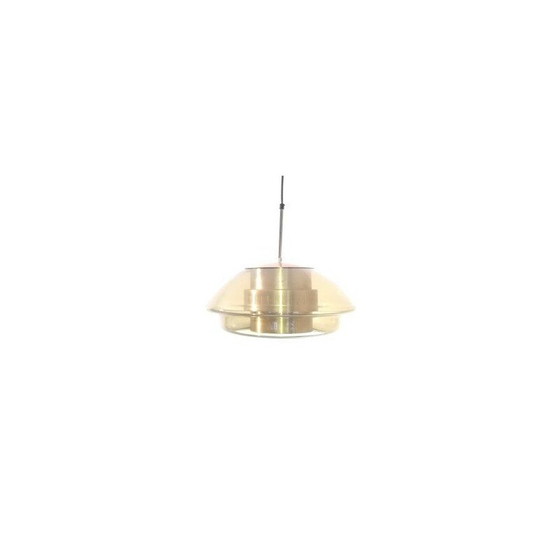 Image 1 of Vintage glazen en metalen hanglamp, 1960
