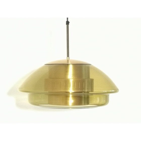 Image 1 of Vintage glazen en metalen hanglamp, 1960