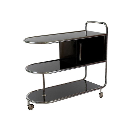 Vintage Art Deco bar trolley op drie niveaus