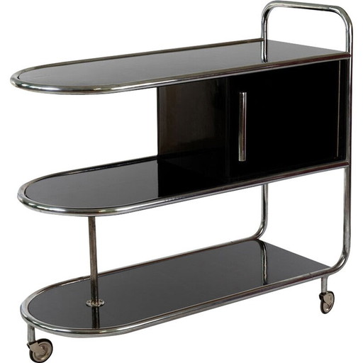 Vintage Art Deco bar trolley op drie niveaus