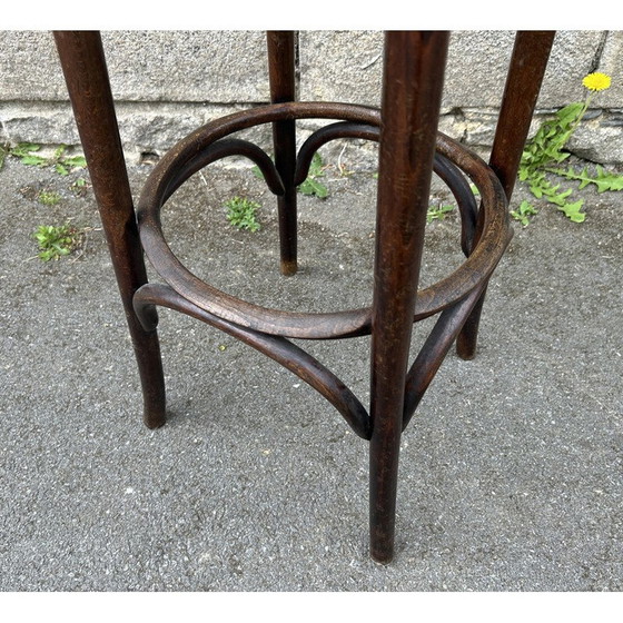 Image 1 of Vintage barkruk van gebogen en rietgedraaid beukenhout van Mickael Thonet, Roemenië