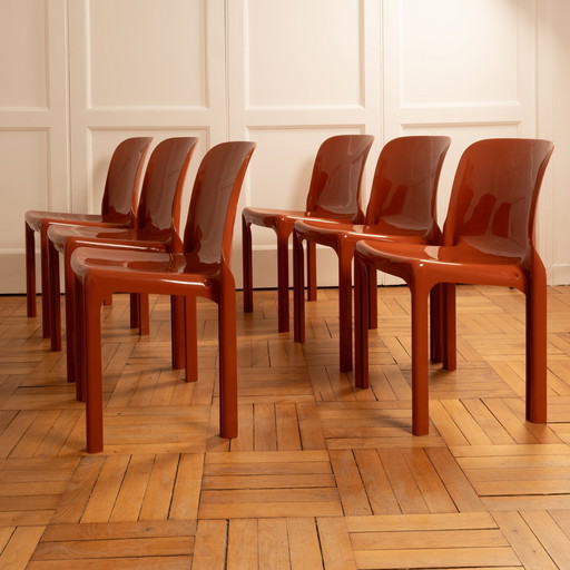 6 Vico Magistretti stoelen - Italië 70S