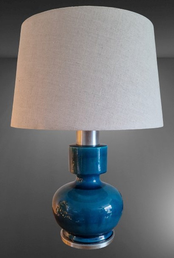 Image 1 of 70S Italian Keramiek Tafellamp Rimini Blue 