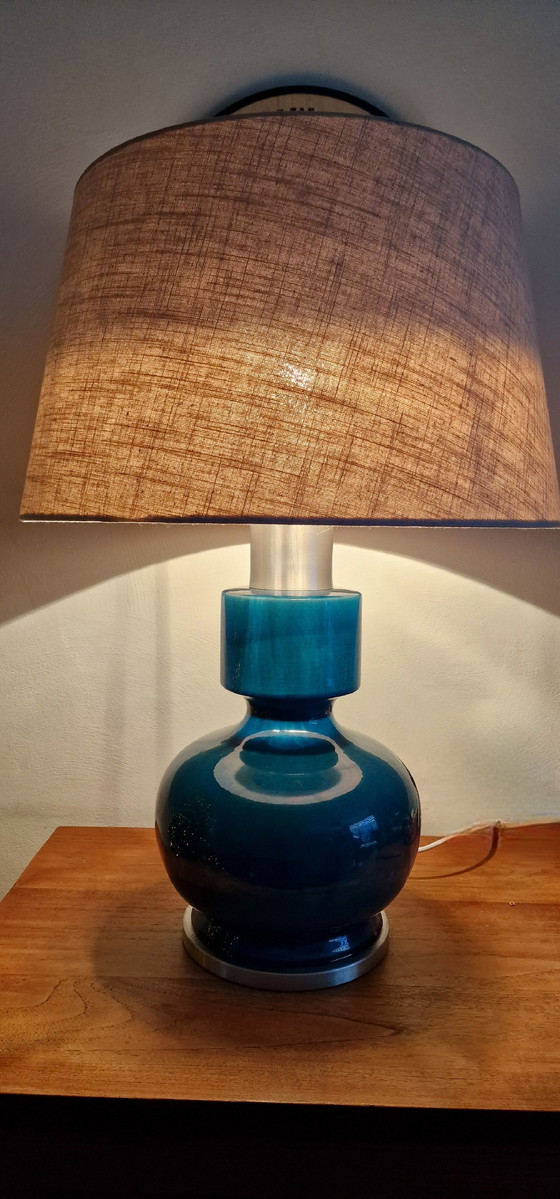 Image 1 of 70S Italian Keramiek Tafellamp Rimini Blue 