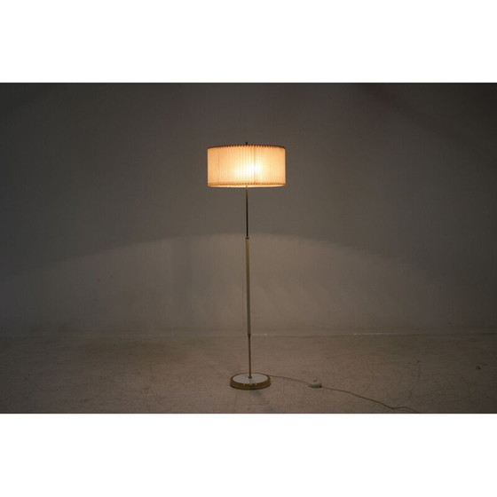 Image 1 of Vintage vloerlamp van messing, stof en kunststof, Duitsland 1970