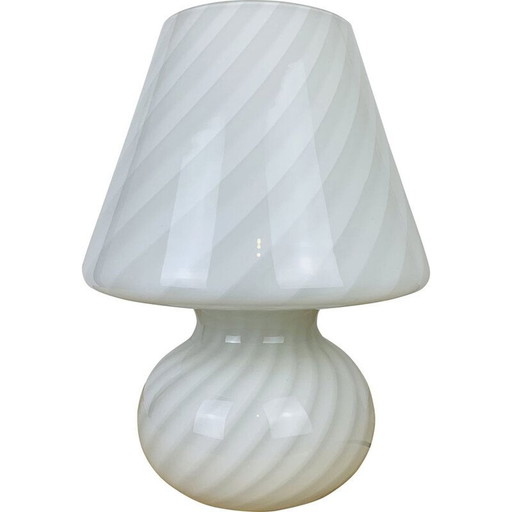 Vintage witte Murano glazen paddestoel lamp, 1970