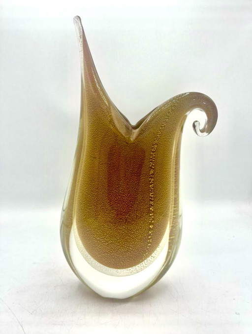 Flavio Poli Seguso Gouden Incrustatie Sommerso Murano Kunstglas , Italië 1970S