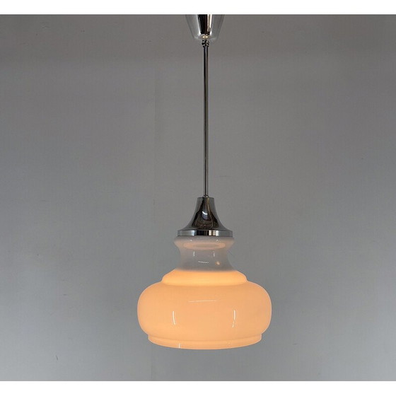 Image 1 of Vintage hanglamp in chroom en melkglas, Tsjechoslowakije 1970