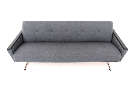 Image 1 of Halverwege de jaren 60 chromen runner sofa / daybed met vouwfunctie en elegante nappa lederen armleuningen