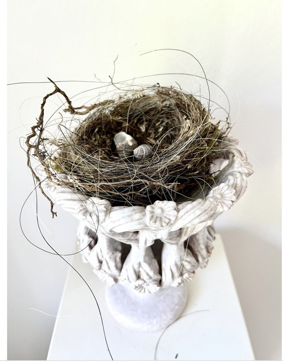 Image 1 of Romantische Bloempot, Keramiek, Italiaans Vintage Aardewerk, Reliëf / Gevlochten Structuur