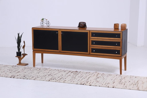 Prachtig vintage pallet dressoir 60s Mid Century TV ladekast retro 70s zwart bruin